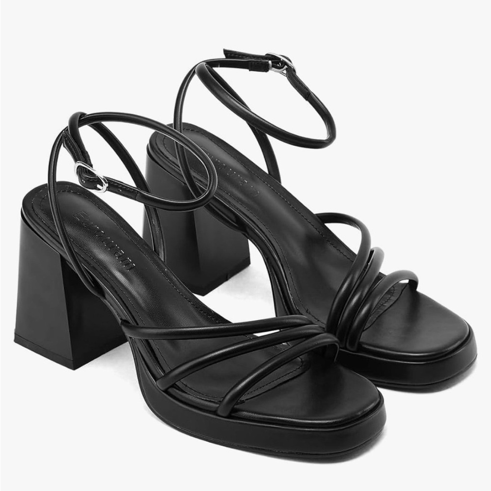 Black Block Heel Sandals